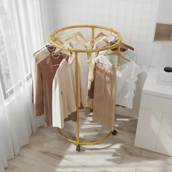 Round+Garment+Rack+%E2%80%93+Freestanding+Metal+Clothing+Display+with+Wheels%2C+Rotating+Spiral+Dress+Rack+for+Retail+%26+Home